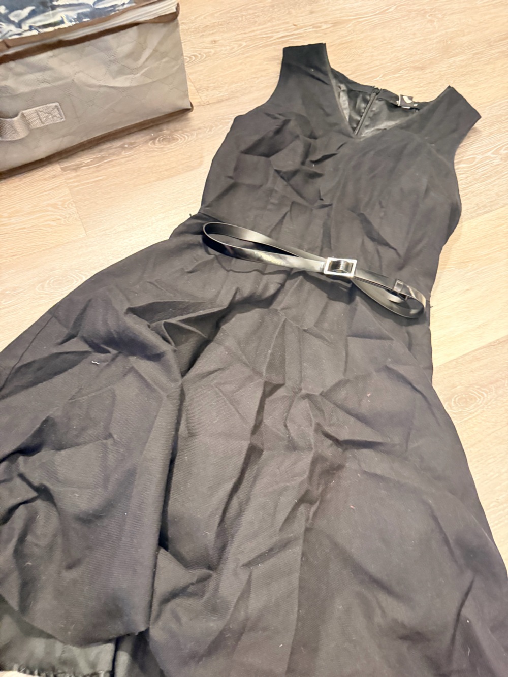 Black Rivet Black Sleeveless Midi Fit-and-Flare Dress with Belt